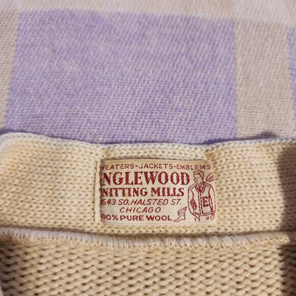 Vtg Letterman Cardigan Sweater 50s Fenger High School Englewood Knitting Gucci - Picture 2 of 10